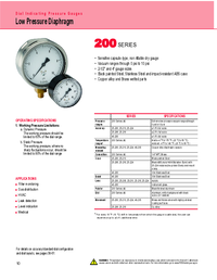Thumbnail of document Data Sheet - 200 Series Low Pres. Diaphragm Dry Gauges